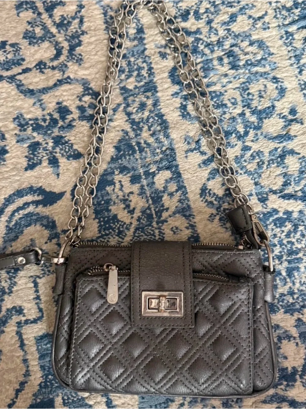Quilted Black Chain-Handle Crossbody Bag